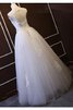A linie natürliche Taile Schaufel-Ausschnitt Ärmelloses Elegantes bodenlanges Brautkleid - 3