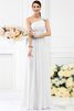 Reißverschluss Chiffon Sittsames Brautjungfernkleid ohne Ärmeln mit Blume - 29