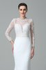 Satin Langärmeliges Juwel Ausschnitt Brautkleid mit Bordüre mit Natürlicher Taille - 7