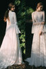 Dehnbarer Satin Lange Ärmeln Beliebt Ausgefallenes Brautkleid aus Spitze - 2