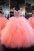 Perlenbesetztes Glamourös Festliches Quinceanera Kleid aus Satin mit Herz-Ausschnitt - 1