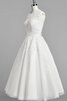 Spitze a linie Tüll Juwel Ausschnitt Brautkleid mit gekappten Ärmeln mit Applike - 2