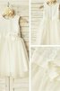 Prinzessin Normale Taille Wadenlanges Blumenmädchenkleid aus Tüll mit Schaufel Ausschnitt - 5
