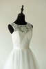 Juwel Ausschnitt Bateau luxus wadenlanges Brautkleid mit Blume mit Gürtel - 3