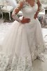 Auffällig Spitze Exklusive Brautkleid mit Juwel Mieder mit V-Ausschnitt - 1