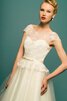 Zeitloses Ärmelloses Schaufel-Ausschnitt Elegantes wadenlanges Brautkleid mit Applike - 4
