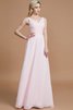 Prinzessin A-Linie Bodenlanges Brautjungfernkleid mit V-Ausschnitt ohne Ärmeln - 1