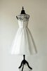 Juwel Ausschnitt Bateau luxus wadenlanges Brautkleid mit Blume mit Gürtel - 2