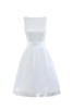 Natürliche Taile Etui Bateau Ausschnitt plissiertes romantisches Brautkleid ohne Ärmeln - 1