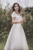 Ehrenvoll Reißverschluss Romantisches Brautkleid aus Tüll mit Applike - 3