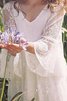 Langärmeliges Prinzessin Bodenlanges Blumenmädchenkleid mit Blume mit Natürlicher Taille - 2