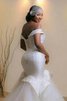 Ärmellos schulterfreier Ausschnitt Tüll bodenlanges Brautkleid mit Applike aus Satin - 4