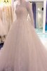 Lange Ärmeln Kathedral Schleppe luxus romantisches Brautkleid mit Applike mit Bordüre - 2