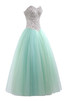 Duchesse-Linie Tüll Strand langes Quinceanera Kleid mit Kristall aus elastischer Satin - 5