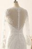 Etui Zickzack Ausschnitt Perlenbesetztes langes Brautkleid aus Spitze aus Satin - 3