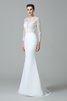 Satin Langärmeliges Juwel Ausschnitt Brautkleid mit Bordüre mit Natürlicher Taille - 4