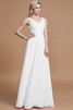 Prinzessin A-Linie Bodenlanges Brautjungfernkleid mit V-Ausschnitt ohne Ärmeln - 34
