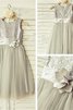 Prinzessin Normale Taille Wadenlanges Blumenmädchenkleid aus Tüll mit Schaufel Ausschnitt - 7
