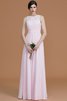 Gerüschtes Natürliche Taile Reißverschluss Bodenlanges Brautjungfernkleid aus Chiffon - 27