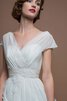 Strand plissiertes Vintage V-Ausschnitt bescheidenes Brautkleid mit gekappten Ärmeln - 4