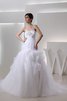 Empire Taille Meerjungfrau Stil Drapiertes Brautkleid mit Rücken Schnürung mit Blume - 1