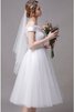 Robe de mariée éblouissant avec sans manches en satin de longueur à genou bref - 5