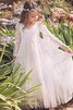 Langärmeliges Prinzessin Bodenlanges Blumenmädchenkleid mit Blume mit Natürlicher Taille - 1