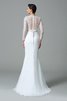 Satin Langärmeliges Juwel Ausschnitt Brautkleid mit Bordüre mit Natürlicher Taille - 2