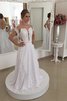 Prinzessin A Linie Natürliche Taile Schaufel-Ausschnitt Brautkleid mit Bordüre - 1