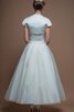 Schaufel-Ausschnitt Vintage A-Line schlichtes Brautkleid mit Gürtel aus Satin - 6