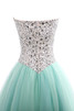 Duchesse-Linie Tüll Strand langes Quinceanera Kleid mit Kristall aus elastischer Satin - 7