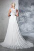 A-Line Hoher Ausschnitt Chiffon Extravagantes Brautkleid ohne Ärmeln - 2