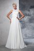 A-Line Hoher Ausschnitt Chiffon Extravagantes Brautkleid ohne Ärmeln - 1