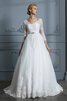 Halle Besondere Bodenlanges Brautkleid aus Tüll mit V-Ausschnitt - 1
