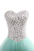 Duchesse-Linie Tüll Strand langes Quinceanera Kleid mit Kristall aus elastischer Satin - 2