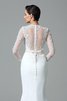 Satin Langärmeliges Juwel Ausschnitt Brautkleid mit Bordüre mit Natürlicher Taille - 8