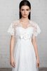 Spitze Tüll V-Ausschnitt einfaches Brautkleid mit Gürtel mit Blume - 2