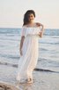 Strand Ärmellos Empire Taille schlichtes Brautkleid mit Schleife mit Gürtel - 3