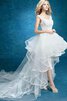 Meerjungfrau Stil hoch niedrig Tüll informelles Brautkleid mit Perlen mit Applikation - 1
