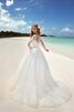 Beach Stil plissiertes Perlenbesetztes konservatives bodenlanges Brautkleid mit Schleife - 3