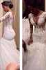 Natürliche Taile Langärmeliges V-Ausschnitt Meerjungfrau Stil Brautkleid mit Bordüre - 1