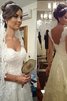 A-Line Bodenlanges Bescheidenes Brautkleid mit Bordüre aus Tüll - 1