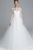 Hoher Kragen Tüll Juwel Ausschnitt A-Line langärmeliges luxus Brautkleid - 1