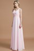 Prinzessin A-Linie Bodenlanges Brautjungfernkleid mit V-Ausschnitt ohne Ärmeln - 3