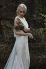 Halle Gewinnend V-Ausschnitt Brautkleid mit Bordüre mit Offenen Rücken - 5