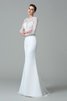 Satin Langärmeliges Juwel Ausschnitt Brautkleid mit Bordüre mit Natürlicher Taille - 6