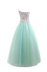 Duchesse-Linie Tüll Strand langes Quinceanera Kleid mit Kristall aus elastischer Satin - 8