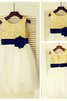 Prinzessin Normale Taille Wadenlanges Blumenmädchenkleid aus Tüll mit Schaufel Ausschnitt - 2