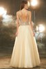Duchesse-Linie V-Ausschnitt Tüll Rückenfreies Perlenbesetztes Abendkleid - 2