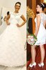 Natürliche Taile Vintage Schaufel-Ausschnitt Extravagantes Brautkleid mit Bordüre - 1